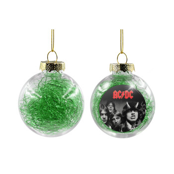 AC/DC angus, Χριστουγεννιάτικη μπάλα δένδρου διάφανη με πράσινο γέμισμα 8cm