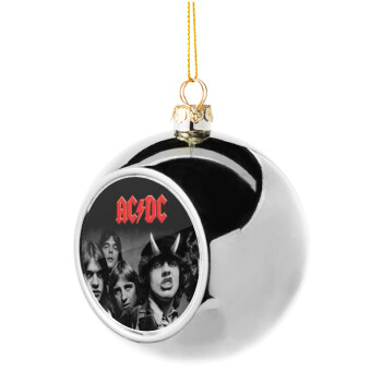 AC/DC angus, Χριστουγεννιάτικη μπάλα δένδρου Ασημένια 8cm