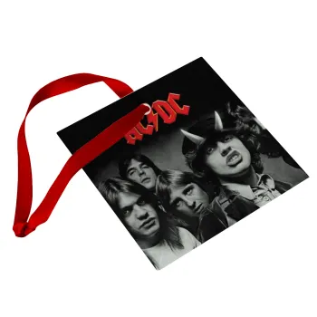 AC/DC angus, Christmas ornament, glass square ornament 9x9cm