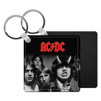 AC/DC angus, Μπρελόκ Δερματίνη, τετράγωνο ΜΑΥΡΟ (5x5cm)