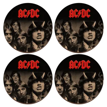 AC/DC angus, ΣΕΤ x4 Σουβέρ ξύλινα στρογγυλά plywood (9cm)