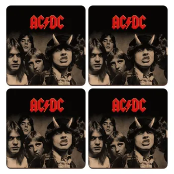AC/DC angus, ΣΕΤ x4 Σουβέρ ξύλινα τετράγωνα plywood (9cm)