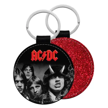 AC/DC angus, Μπρελόκ Δερματίνη, στρογγυλό ΚΟΚΚΙΝΟ (5cm)