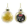 Transparent Christmas tree ball ornament with gold filling 8cm