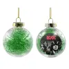 Transparent Christmas tree ball ornament with green filling 8cm