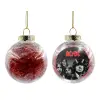 Transparent Christmas tree ball ornament with red filling 8cm