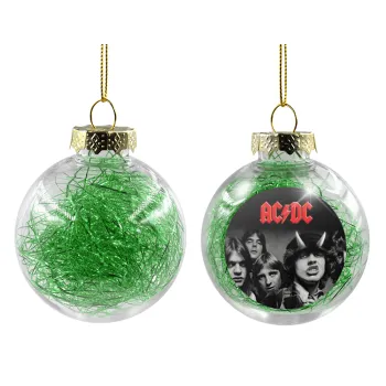 AC/DC angus, Στολίδι Χριστουγεννιάτικη μπάλα δένδρου διάφανη με πράσινο γέμισμα 8cm