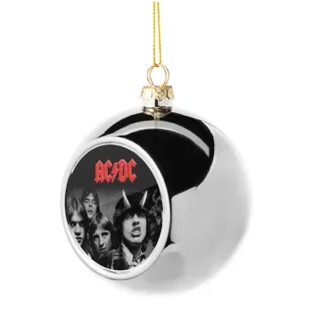 AC/DC angus, Silver 8cm Christmas tree ball ornament