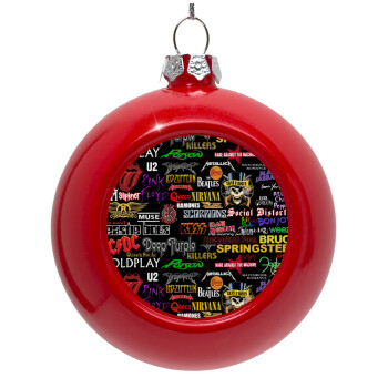 Rock Bands, Red Christmas tree ornament bauble 8cm