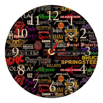 Rock Bands, Ρολόι τοίχου ξύλινο plywood (20cm)