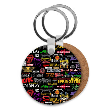 Rock Bands, Μπρελόκ Ξύλινο στρογγυλό MDF Φ5cm