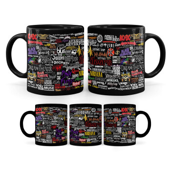 Rock Bands, Mug black, ceramic, 330ml