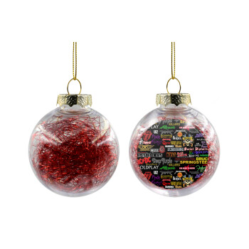 Rock Bands, Χριστουγεννιάτικη μπάλα δένδρου διάφανη με κόκκινο γέμισμα 8cm