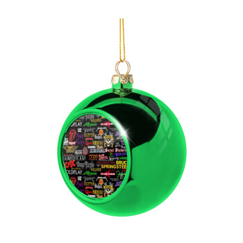 Rock Bands, Green Christmas tree ornament ball 8cm