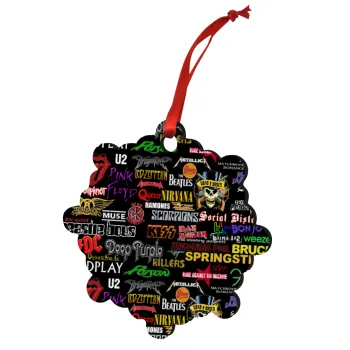 Rock Bands, Christmas ornament snowflake wooden 7.5cm