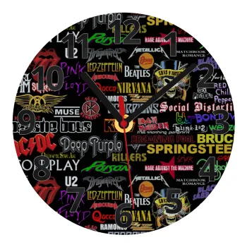 Rock Bands, Ρολόι τοίχου γυάλινο (20cm)