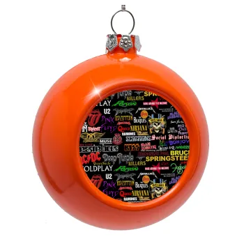 Rock Bands, Orange Christmas tree ornament bauble 8cm