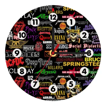 Rock Bands, Wooden wall clock (20cm)