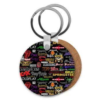 Rock Bands, Μπρελόκ Ξύλινο στρογγυλό MDF Φ5cm