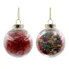 Transparent Christmas tree ball ornament with red filling 8cm