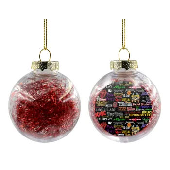 Rock Bands, Transparent Christmas tree ball ornament with red filling 8cm
