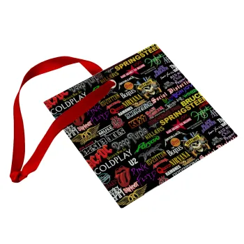 Rock Bands, Christmas ornament, glass square ornament 9x9cm