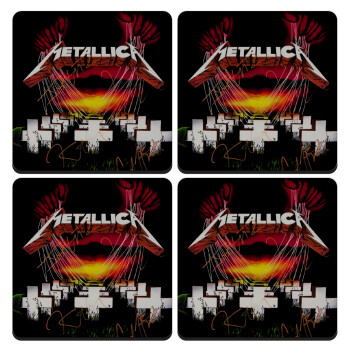 Metallica  master of puppets, ΣΕΤ 4 Σουβέρ ξύλινα τετράγωνα (9cm)
