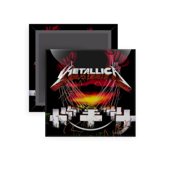 Metallica  master of puppets, Μαγνητάκι ψυγείου τετράγωνο διάστασης 5x5cm