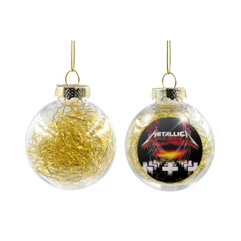 Metallica  master of puppets, Χριστουγεννιάτικη μπάλα δένδρου διάφανη με χρυσό γέμισμα 8cm
