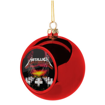 Metallica  master of puppets, Χριστουγεννιάτικη μπάλα δένδρου Κόκκινη 8cm