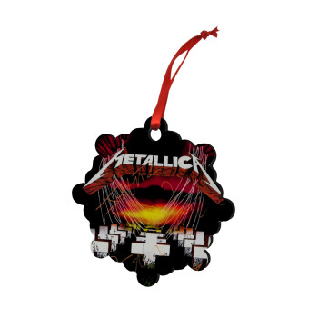 Metallica  master of puppets, Χριστουγεννιάτικο στολίδι snowflake ξύλινο 7.5cm