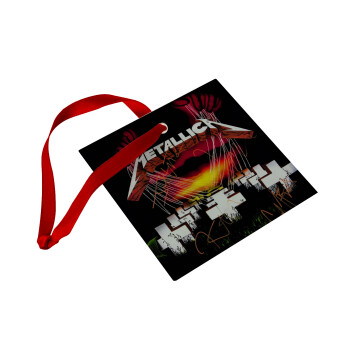 Metallica  master of puppets, Christmas ornament, glass square ornament 9x9cm