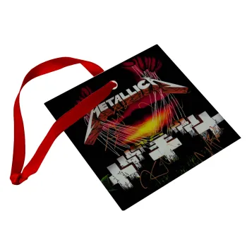 Metallica  master of puppets, Christmas ornament, glass square ornament 9x9cm