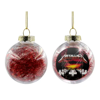 Metallica  master of puppets, Transparent Christmas tree ball ornament with red filling 8cm