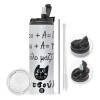 Travel Tumbler 2 Lids, with metal straw & cleaning brush (Stainless steel 304 Food grade, BPA free, 600ml)