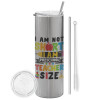 Tumbler stainless steel Silver 600ml, with metal straw & cleaning brush