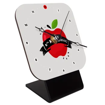 Αναμνηστικό Δώρο Δασκάλου Κόκκινο Μήλο, Επιτραπέζιο ρολόι ξύλινο με δείκτες (10cm)