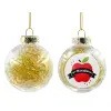 Transparent Christmas tree ball ornament with gold filling 8cm