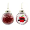 Transparent Christmas tree ball ornament with red filling 8cm