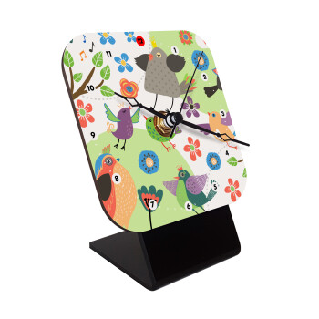 τα πουλάκια, Quartz Wooden table clock with hands (10cm)