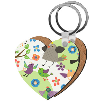 τα πουλάκια, Μπρελόκ Ξύλινο καρδιά MDF