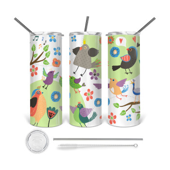 τα πουλάκια, Tumbler stainless steel 600ml, with metal straw & cleaning brush