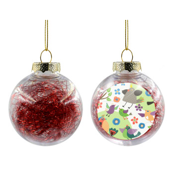 τα πουλάκια, Transparent Christmas tree ball ornament with red filling 8cm