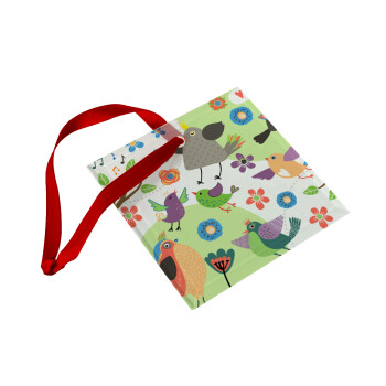 τα πουλάκια, Christmas ornament, glass square ornament 9x9cm