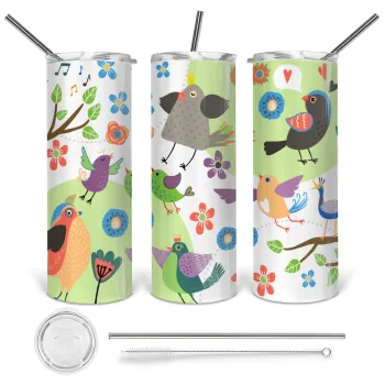 τα πουλάκια, Tumbler stainless steel 600ml, with metal straw & cleaning brush