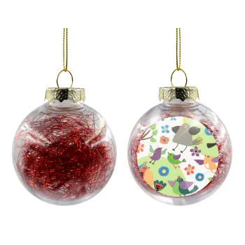 τα πουλάκια, Transparent Christmas tree ball ornament with red filling 8cm