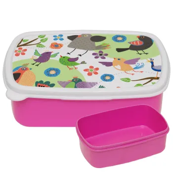 τα πουλάκια, ΡΟΖ παιδικό δοχείο φαγητού (lunchbox) πλαστικό (BPA-FREE) Lunch Βox M18 x Π13 x Υ6cm