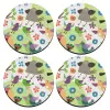 SET of 4 round wooden coasters (9cm)
