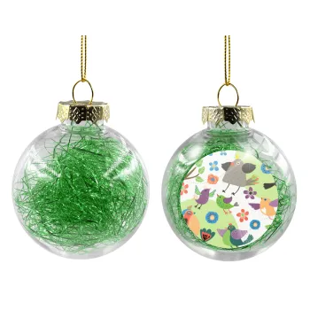 τα πουλάκια, Transparent Christmas tree ball ornament with green filling 8cm