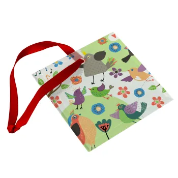 τα πουλάκια, Στολίδι Χριστουγεννιάτικο στολίδι γυάλινο τετράγωνο 9x9cm